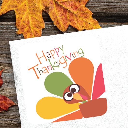 Schattigee Kleurrijke Turkije Happy Thanksgiving S Vierkante Sticker