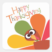 Schattigee Kleurrijke Turkije Happy Thanksgiving S Vierkante Sticker (Voorkant)