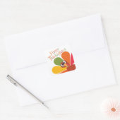 Schattigee Kleurrijke Turkije Happy Thanksgiving S Vierkante Sticker (Envelop)
