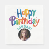 Schattigee Kleurrijke Turquoise Verjaardag Party B Servet (Voorkant)