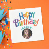 Schattigee Kleurrijke Turquoise Verjaardag Party B Servet