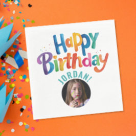 Schattigee Kleurrijke Turquoise Verjaardag Party B Servet