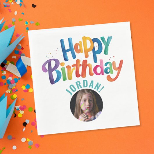 Schattigee Kleurrijke Turquoise Verjaardag Party B Servet