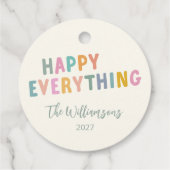 Schattigee kleurrijke typografie Happy Everything  Bedankjes Labels (Achterkant)