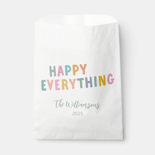 Schattigee kleurrijke typografie Happy Everything  Bedankzakje (Voorkant)