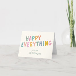 Schattigee kleurrijke typografie Happy Everything  Feestdagen Kaart