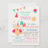 Schattigee kleurrijke uil verjaardagsfeestje kaart (Voorkant)