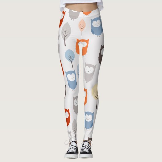 Schattigee kleurrijke uilen leggings (Voorkant)