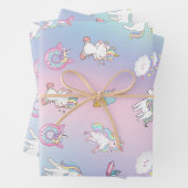 Schattigee kleurrijke Unicorn pastel Rainbow Donut Inpakpapier Vel (In situ)