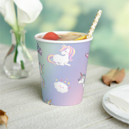 Schattigee kleurrijke Unicorn pastel Rainbow Donut Papieren Bekers