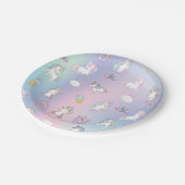 Schattigee kleurrijke Unicorn pastel Rainbow Donut Papieren Bordje (Gekanteld)
