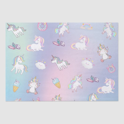 Schattigee kleurrijke Unicorn pastel Rainbow Donut Tissuepapier (Voorkant)