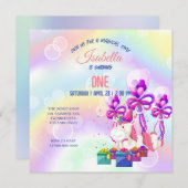 Schattigee kleurrijke Unicorns Rainbow Verjaardags Kaart (Voorkant / Achterkant)