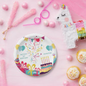 Schattigee kleurrijke verjaardagsfeest aangepaste papieren bordje (Feest)