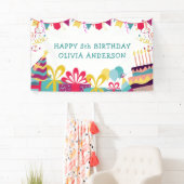 Schattigee kleurrijke verjaardagsfeest aangepaste spandoek (Insitu)