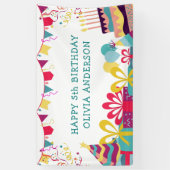 Schattigee kleurrijke verjaardagsfeest aangepaste spandoek (Verticaal)
