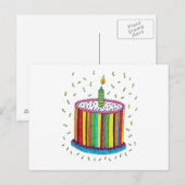 Schattigee kleurrijke verjaardagsfeestje taart briefkaart (Voorkant / Achterkant)