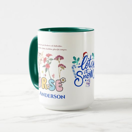 Schattigee Kleurrijke Verpleegster Kerstcadeau Aan Mok (Voorkant links)