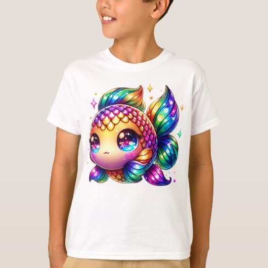 Schattigee Kleurrijke Vis met Speelse Regenboogacc T-shirt (Voorkant)