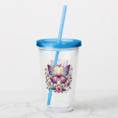 Schattigee, kleurrijke vlinder acryl drinkbeker (Achterkant)