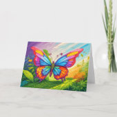 Schattigee kleurrijke vlinder Happy Birthday Kaart (Voorkant)