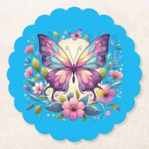 Schattigee, kleurrijke vlinder kartonnen onderzetters
