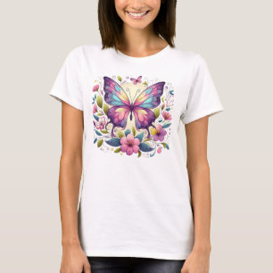 Schattigee, kleurrijke vlinder t-shirt