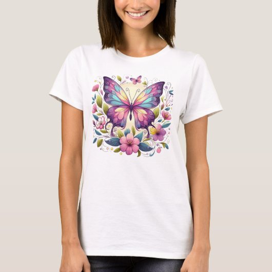 Schattigee, kleurrijke vlinder t-shirt (Voorkant)