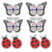 Schattigee kleurrijke vlinders lieveheersbeestjes  sticker (Voorkant)