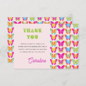 Schattigee Kleurrijke Vlinders Meisje 4e Verjaarda Bedankkaart (Voorkant / Achterkant)