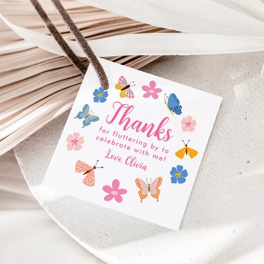 Schattigee kleurrijke vlinders Verjaardag Dank u Bedankjes Labels