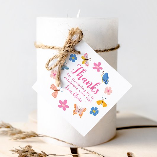Schattigee kleurrijke vlinders Verjaardag Dank u Bedankjes Labels