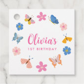 Schattigee kleurrijke vlinders verjaardagsfeestje bedankjes labels (Voorkant)