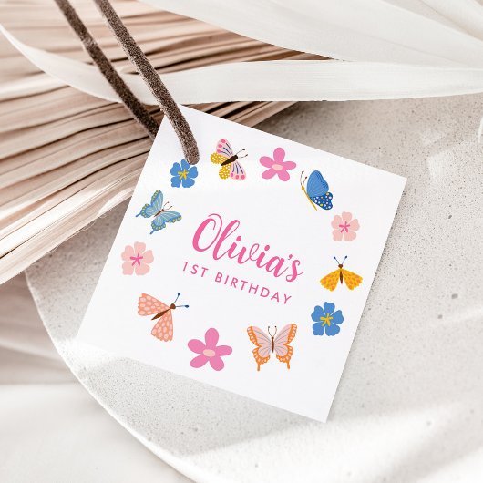 Schattigee kleurrijke vlinders verjaardagsfeestje bedankjes labels