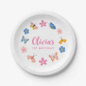 Schattigee kleurrijke vlinders verjaardagsfeestje papieren bordje (Voorkant)
