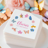 Schattigee kleurrijke vlinders verjaardagsfeestje servet