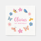 Schattigee kleurrijke vlinders verjaardagsfeestje servet (Voorkant)