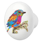 Schattigee & Kleurrijke Vogel op een Branch Deurkn Keramische Knop (Rechts)