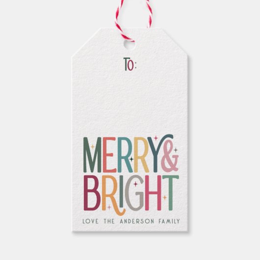 Schattigee kleurrijke  vrolijke en heldere vakanti cadeaulabel (Voorkant)