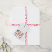 Schattigee kleurrijke  vrolijke en heldere vakanti cadeaulabel (Met Touw)