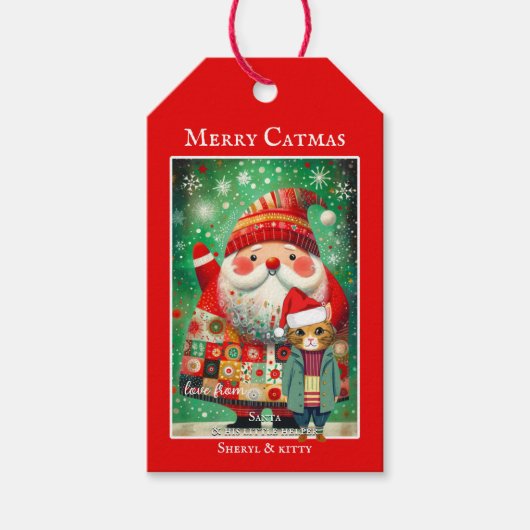 Schattigee Kleurrijke Vrolijke Kerstmis Cadeaulabel (Voorkant)