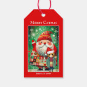 Schattigee Kleurrijke Vrolijke Kerstmis Cadeaulabel (Achterkant)