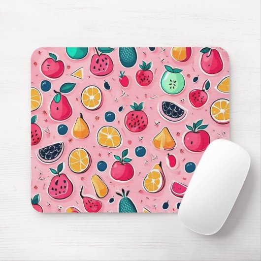 Schattigee kleurrijke vruchten roze decor muismat (Met muis)