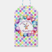 Schattigee Kleurrijke Waterverf Bunny en Polka Dot Cadeaulabel (Voorkant)