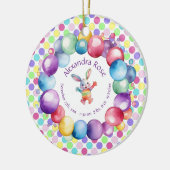 Schattigee Kleurrijke Waterverf Bunny en Polka Dot Keramisch Ornament (Links)