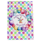 Schattigee Kleurrijke Waterverf Bunny en Polka Dot Medium Cadeauzakje (Voorkant)