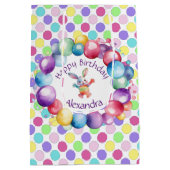 Schattigee Kleurrijke Waterverf Bunny en Polka Dot Medium Cadeauzakje (Achterkant)