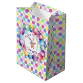 Schattigee Kleurrijke Waterverf Bunny en Polka Dot Medium Cadeauzakje (Achterkant Gekanteld)