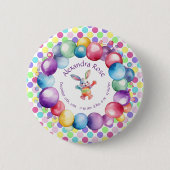 Schattigee Kleurrijke Waterverf Bunny en Polka Dot Ronde Button 5,7 Cm (Voorkant)