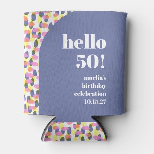 Schattigee Kleurrijke Waterverf Dot Custom Verjaar Blikjeskoeler (Voorkant)